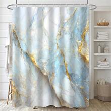 4 Pcs Blue Marble Shower Curtain Set White Bathroom Sets With Shower Curtain And Rugs Gold Modern Abstract Bathroom Decor Accessories Bathroom Rugs Toilet Lid Cover With Hooks{Inchcolor_nameinch:InchLightBlueinch} - Lightblue - View 7
