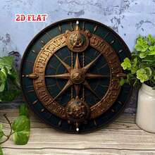 1pc Decorative Vintage Style Round Metal Plate, Detailed Antique Compass Country Metal Wall Art, Metal Decor For Home, Garage, Restaurant, Cafe - Multicolor - View 5