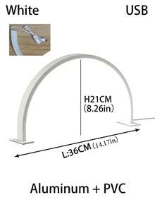 1pc 14.1"/20.4" White/Pink Crescent-Shaped Nail Lamp, USB Button Plug Desk Lamp, Suitable For Commercial Nail Lighting, Vanity, Craft Table, Nightstand, Solid Color White Light - Multicolor - View 15