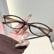 1pc Women's Small Oval Fashion Non-Prescription Glasses, Transparent Lenses, Multi-Color Series, Cute And Elegant, Suitable For Photos, Outfit Matching, Daily Use - 1個白色豹紋框白色平光 - 查看 2