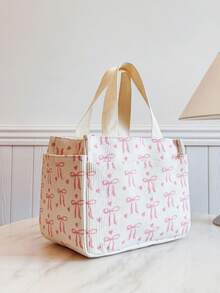 优雅妈妈包，带蝴蝶结，大容量手提包，简约设计，适合学生和上班族，可作午餐盒保温器