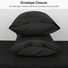 2-Pack Fundas de Almohada 1800 Hilos, Fundas de Almohada de Microfibra Suave Cepillada, Transpirables sin Arrugas y Lavables a Máquina - negro - Ver 5