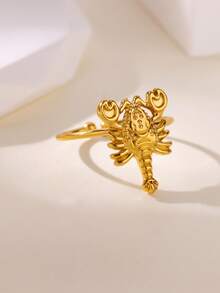 1pc 18K Gold Plated Green Zirconia Spider Ring, Unisex Gothic Vintage Open Animal Ring, Punk Y2K Halloween Jewelry Accessory Gift