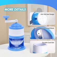 Manual Shaved Ice Maker Machine For Slushies And Snow Cones, Small Household Slushie Machine For - 藍色 - 查看 5