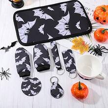 20 Pieces Bats Car Seat Covers Black Bats Pattern Car Accories Set Steering Wheel Cover Seat Belt Pad Handbrake Console Armrest Pad Gear For Universal - Black - View 7