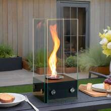 Set Of 16 Rectangular Glass Tabletop Fireplace 35cm H Portable Clean Burning Bio Ethanol Ventless Fire Pit Bowl Pot With Rotating Flame - Black - View 8