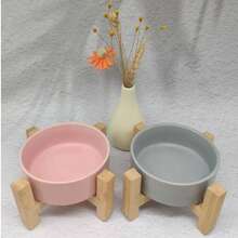 陶瓷增高狗碗带支架，适合小型犬、猫和幼犬，可盛放食物和水。