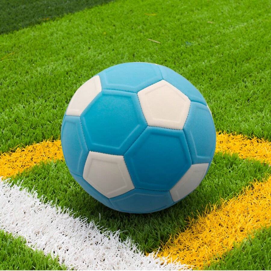 5# Ballon de football en matériau EVA doux, design cousu précis et incurvé, ballon de football de haute qualité pour les matchs et l'entraînement - Bleu ciel - Voir 1