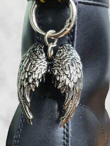 2 piezas Accesorio creativo de estilo punk callejero con colgante de alas de aleación - Decoración para botas y zapatos