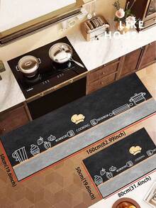 [HOT!!!] 1pc Soft Rubber Kitchen Mat, 3.5mm Thick Kitchen Rug, Dark Cartoon Style Kitchen Absorbent Mat Large Carpet, Can Be Cut To Fit Kitchen Size, Surface Fabric Material, Middle Sponge Layer, Bottom Rubber Layer, Suitable For Kitchen Rugs, Kitchen Decor, Wedding Decor, Home Decor, Bathroom Mat, Entryway Mat, Laundry Room Mat, Hallway Carpet, Living Room Mat, Etc. - Multicolor - View 20