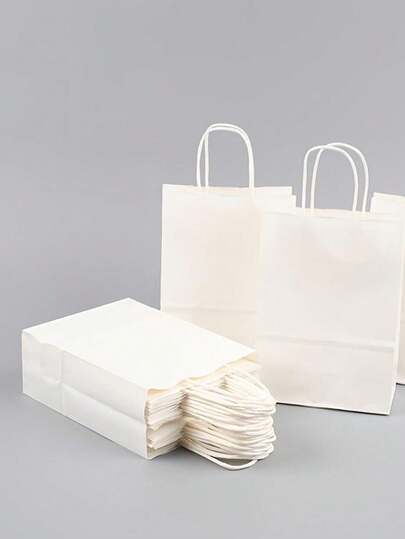 2/5/10pcs White Paper Bags With Handles - 22x16x8 Cm, Bulk Gift Bags, Sturdy Handles, Ideal Gift Bag Choice, Kraft Paper Bags, Paper Shopping Bags, Handmade Bags, Suitable For Small Business Bags, Shopping Bags, Retail Bags, Party Bags, Merchandise Bags, Gift Bags, Valentine's Day, Weddings, Parties, Holidays And Retail Use, New Year, Christmas, Valentine's Day, Celebrations, Easy Care Bags, Gift Packaging Supplies