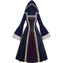 中世纪长裙角色扮演维多利亚复古连帽连衣裙喇叭袖演出服大码角色扮演连衣裙复古舞台服装 - 彩色 - 查看 11
