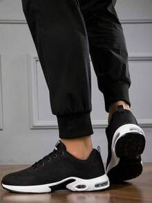 Fly Woven Sneakers, Women's Breathable Mesh Air Cushion Shoes, Women's Casual Dancing, Fitness, Running, Women's Shoes, Light Travel Shoes - 黑色 - 查看 6