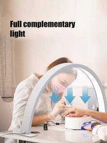 1pc 14.1"/20.4" White/Pink Crescent-Shaped Nail Lamp, USB Button Plug Desk Lamp, Suitable For Commercial Nail Lighting, Vanity, Craft Table, Nightstand, Solid Color White Light - Multicolor - View 8