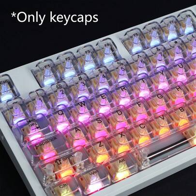 Crystal Transparent Keycaps Jelly Keycaps PC Keycaps OEM Shine Through Keycaps Suitable For Most 6.25U Space-Sized MX Switches For Mechanical Keyboards. Suitable For 61, 87, 96, 98, 100, 104 Key Mechanical Keyboards As Specialized Peripheral Keycaps For Modification, Mechanical Keyboard DIY Accessories, Custom Decoration, Universal For Gaming & Office