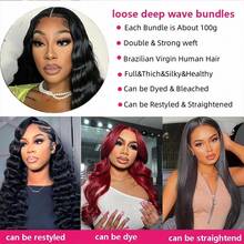Human Hair Bundles 20 22 24 Inch Loose Deep Wave Human Hair 3 Bundles Unprocessed Brazilian Virgin Human Hair Extensions 12A Grade Human Hair Extensions - Natural Black - View 4