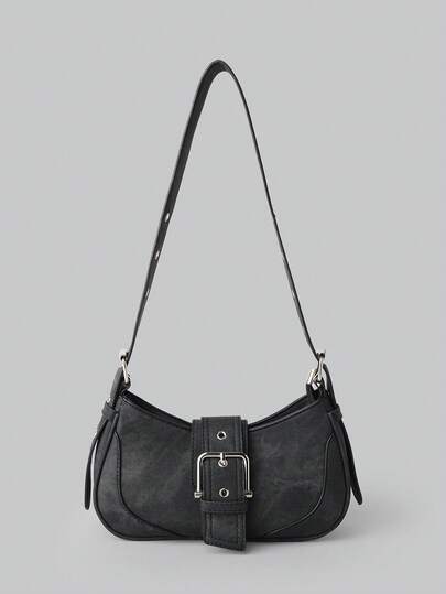 DareSee 1个PU皮女士手提包，时尚Y2K坏女孩风格摩托车机车牛仔复古小包，甜辣朋克风斜挎小众单肩包，街头日系包包，女士圣诞礼物