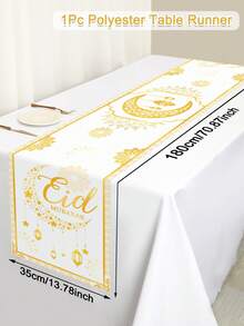 1 pezzo Tappeto da tavola in poliestere per Eid Mubarak, 180x35cm, tovaglia da tavola per Eid in nero e oro/bianco e oro con motivo di lanterne e mezzaluna, decorazioni per Eid Mubarak per casa, cucina e tavolo da pranzo, decorazioni per eventi e feste di Ramadan, forniture per feste interne ed esterne - Multicolore - Visualizzare 13