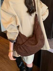 2025 New Vintage Suede Large Capacity Handbag, Versatile Shoulder Bag, Fashionable & Lightweight Crossbody Dumpling Bag