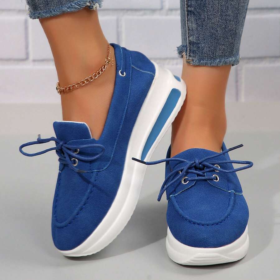 Spring Autumn Womens Shoes Suede Comfortable Loafers Casual Moccasins Chunky Shoes Outdoor Office Work Walking Travel Sport - 藍色 - 查看 1