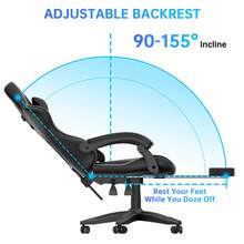 GartistGo Height Adjustable Gaming Chair With Footrest And Lumbar Cushion - Black - View 6