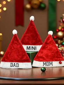 Christmas Family Hat, Letter Embroidered Christmas Hat, DAD-MOM-MINI Lettered Christmas Hat.