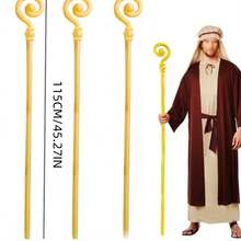 1pc/Set Wizard Staff - Elegant Gold Magic Wand, Suitable For Role Play And Party Theme Parties - Durable Plastic, Medieval - Magic Decoration, Role Play Accessory - Multicolor - View 3