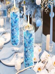 Blue Acrylic Gemstone Vase Filler Fake Ice Cubes Plastic Diamond Fake Crushed Rocks Decorative Item For Party Tables, Wedding Decoration Accessories