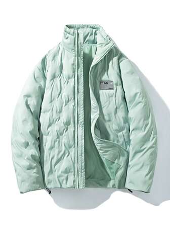 Women's Letter Printed Zip-Up Casual Outdoor Sports Padded Coat, Winter