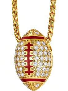 Richsteel 3D/Basketball/Soccer/Baseball Ball Boxing Glove Cool Pendant Men, 316L Stainless Steel Sneaker Chain,Sport Fan Jewelry - 金橄欖球 - 查看 1