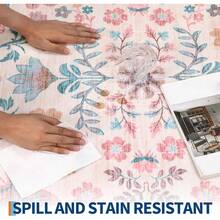 Washable 8x10 Floral Non Slip Low Pile Stain Resistant Area Rugs For Living Room, Bedroom, Girls Room, Farmhouse Dining Room - Pink - Hồng - Xem 11