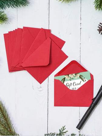 10 sobres rojos de 6.02*4.13 pulgadas, aptos para colocar tarjetas de regalo, tarjetas de lugar para bodas, tarjetas de presentación, etiquetas de regalo, notas de agradecimiento para fiestas, Navidad, bodas, baby showers y cumpleaños