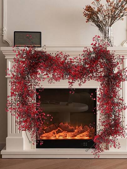 1pc Artificial Garland Durable Hanging Faux Greenery & Ivy With Vibrant Winter Colors For Christmas Thanksgiving Outdoor Indoor Home, Garden, Wedding, Farmhouse,Mantle & Table Centerpiece Decor