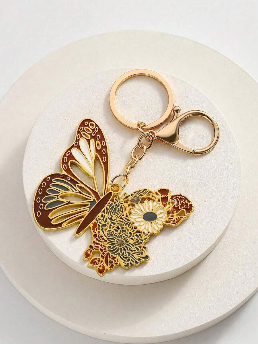 1 chiếc túi đựng đồ bằng đồng thau hình bướm hoa rỗng sáng tạo mới, trang trí mặt dây chuyền hình bướm hoa giả, đồ trang trí treo hình động vật dễ thương, quà tặng sáng tạo cho ngày lễ, thích hợp sử dụng hàng ngày, quà tặng Giáng sinh, quà tặng khai mạc tốt nghiệp ngày nhà giáo, quà tặng Valentine - Nhiều màu - Xem 1