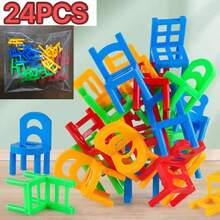 Kids Stacking Chairs, Stacking Balance Stools, Family Gathering Interactive Game, Color Identification - Multicolor - View 13