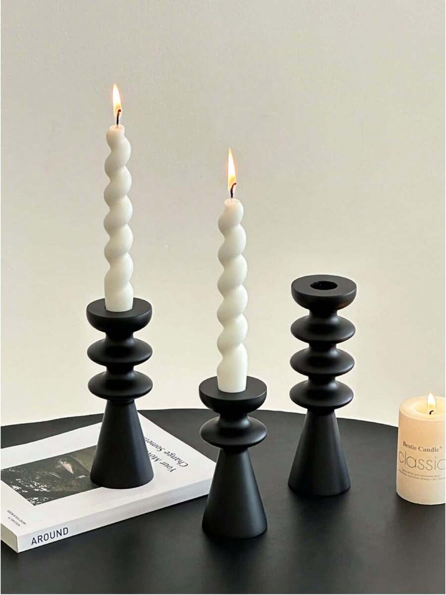 1件法式复古装饰烛台，浪漫桌面橱柜装饰，烛台家居装饰，适用于桌面，高端摄影道具，卧室装饰，圣诞礼物