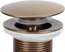 ViaGasaFamido Tapón de Desagüe Emergente, Tapón de Desagüe de Lavabo de Ba?o de Latón, Desagüe de Lavabo de Tocador de Color Antiguo sin Rebosadero(SIN Agujero) - negro - Ver 7