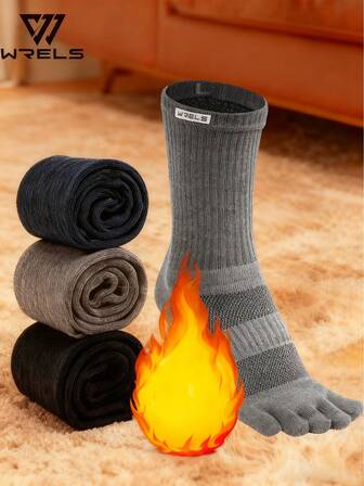 1 çift WRELS Erkek Termal Astarlı Çorap, Kalın Sıcak Yürüyüş Botu Çorapları, Yumuşak ve Rahat, Soğuk Havalara Uygun, Uzun Çoraplar, Kış Sıcak Termal Yün Diz Üstü Çoraplar