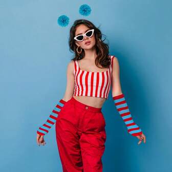 3 Pieces Set Of Clothing Accessories Pom, Pom Headband Striped Stockings And Elastic Gloves, Suitable For Adult-Themed Party Outfits, Character Clothing Accessories, And Birthday Gifts