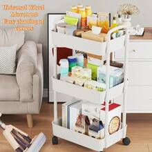 3 Tier Storage Trolley Cart On Wheels Kitchen Bathroom Laundry Rolling Rack - Blanco - Ver 11