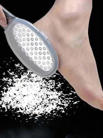 1pc Professional Stainless Steel Foot File With Anti-Splash Design, Ergonomic Handle & Coarse/Fine Grit Exfoliating Surface - Durable Plastic Construction For Home Spa Pedicure & Manicure Care - Perfect Holiday Gift For Graduation, Thanksgiving, Christmas