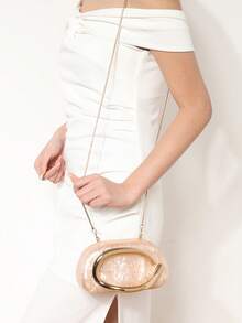 Bolso de Mano de Acrílico Milky Way para Mujer, Bolsos de Noche para Bodas con Diseño Marmoleado, Bolsos de Acrílico para Fiesta, Graduación y Cóctel - Albaricoque - Ver 4
