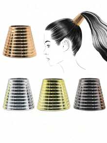 夸张通用螺纹大铃铛马尾夹塑料发圈发饰，时尚朋克风发圈，优雅简约流苏发圈，复古别致马尾发圈，高马尾固定神器发夹 - 塑料圆环马尾套爪夹冬季发爪 - 彩色 - 查看 2