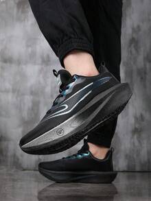 Jifffly 大码男式轻便透气网眼休闲运动鞋，减震碳板跑步运动鞋 - 銀黑色 - 查看 6