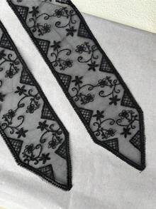 1pc Soft And Elegant Lace Scarf Fashion Botanical Scarf Embroidery Office Ladies Wrist Hair Bands Scarf Turban Headscarf Neck Towel - 白色 - 查看 6