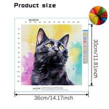 1 Set - Iridescent Black Cat Cross Stitch Kit, DIY Needlework Art Supplies, 11CT Cross Stitch Decorative Painting, Creative Handmade Stress Relief Gift. Complete Home Decor Printed Cross Stitch Craft, Suitable For Home Decor Knitting Art. Frame Not Included - Multicolor - View 6