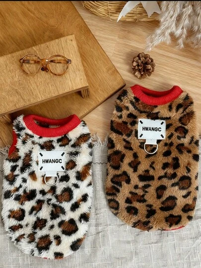 Cute Bear & Cow Print Pet Clothes - Soft & Fluffy Wool Blend Dog Sweater With Leash Ring, Warm & Comfortable Cat Vest, Suitable For Small/Medium Dogs & Cats, Fashion Pet Apparel For Daily Wear, Cold Weather, Photo Shoots, Multiple Colors Available