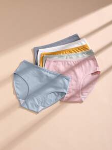 9PCS Hot Ladies Plain Cotton Briefs Panties Sexy Women Plus Size No Show Stretch Breathable Underwear Daily Sports Soft Underpants - 彩色 - 查看 11