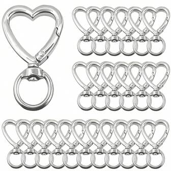 10/20 piezas Ganchos de llavero con forma de corazón, ganchos de llavero con clip giratorio de metal en forma de corazón para llaveros DIY creativos, clips de llavero lindos para muñequeras, portadores de tarjetas y llaveros de fotos