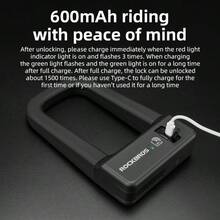 ROCKBROS 1个NFC智能U型锁：告别传统钥匙，一触即开，不再麻烦！ - 黑色 - 查看 4